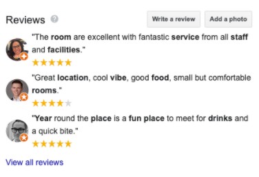 Google reviews from The Standard, High Line
