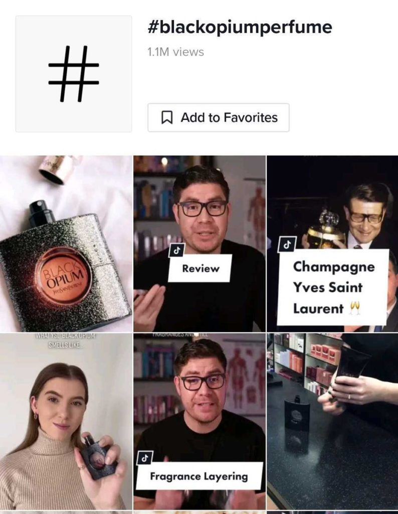 User-generated content being shared to #BlackOpiumPerfume