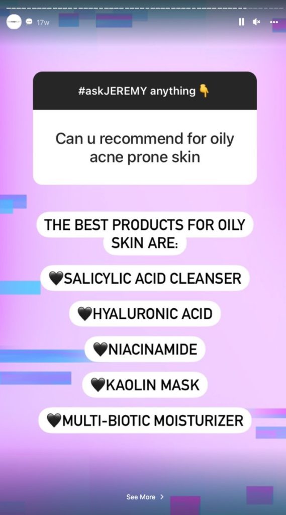 A person asked The Inkey List for recommendations for oily acne prone skin – and their experts responded with a list of product recommendations.
