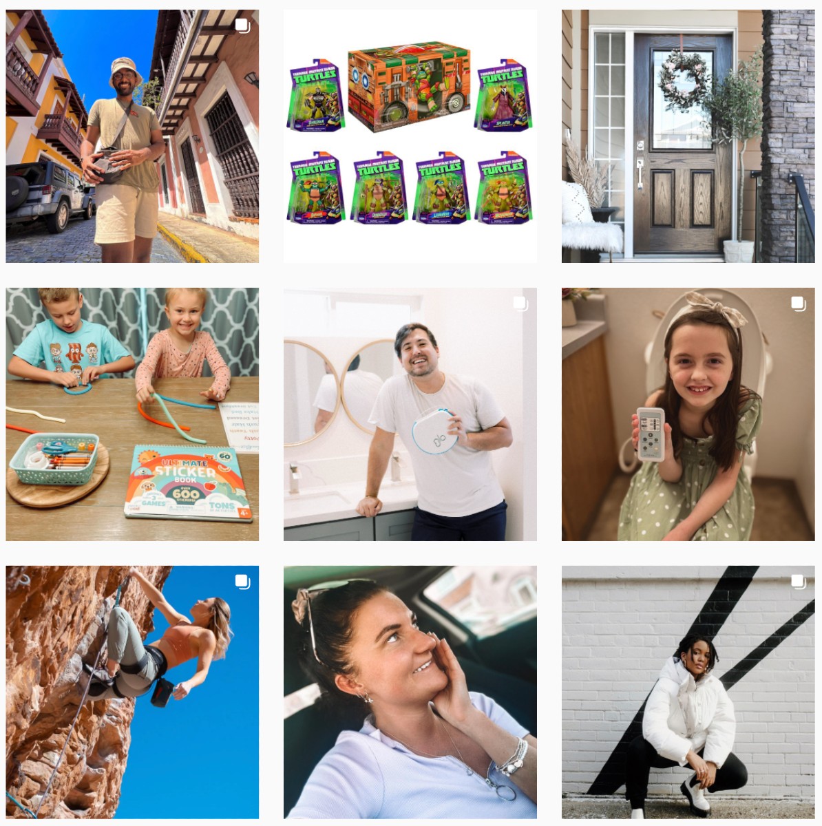 An Instagram grid showing user-generated and influencer-generated content from the hashtag #ad