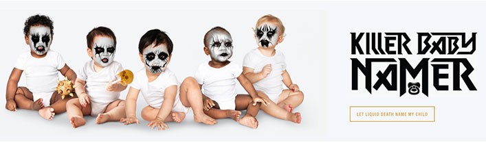 5 babies with KISS-style make-up on "killer baby namer" banner