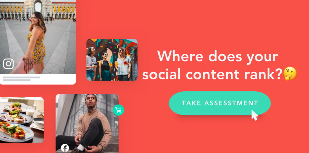 An image that says "where does you social content rank?" and probes you to "take the assessment"
