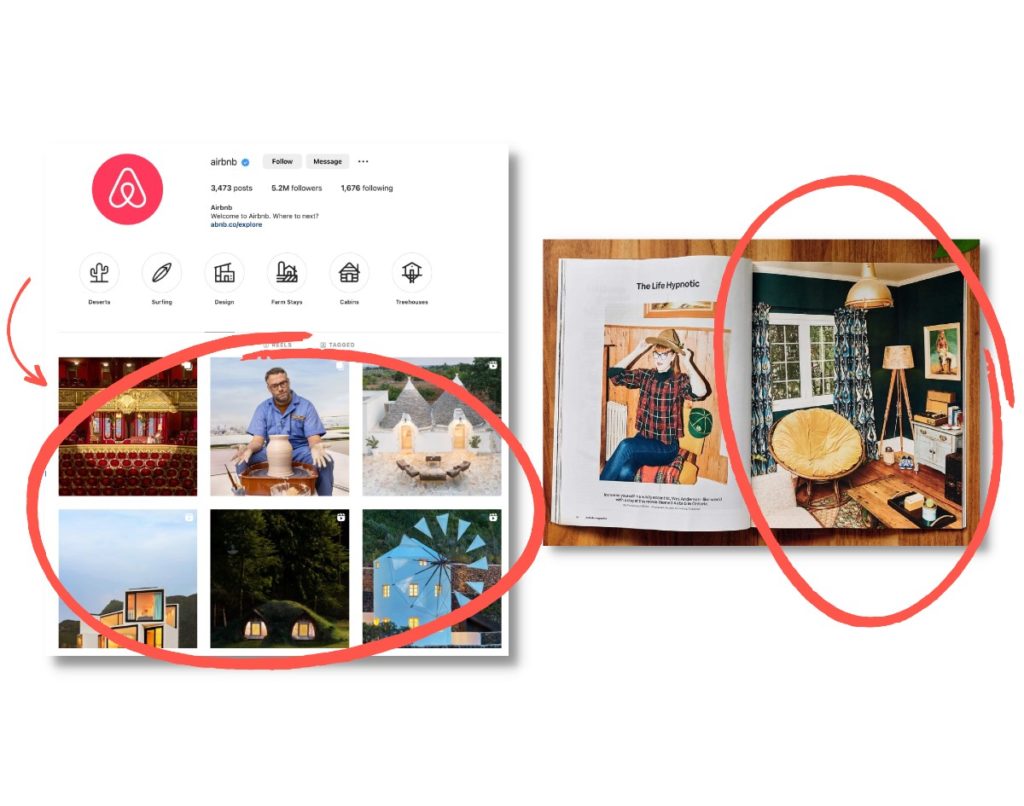 Airbnb distributing UGC across Instagram and a print magazine. 