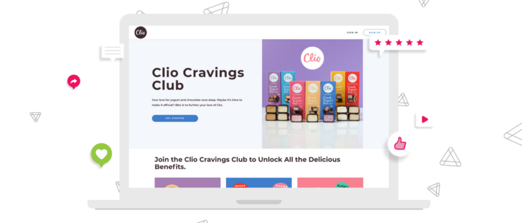 Clio Cravings Club landing page where people can join and unlock all the "delicious benefits" 